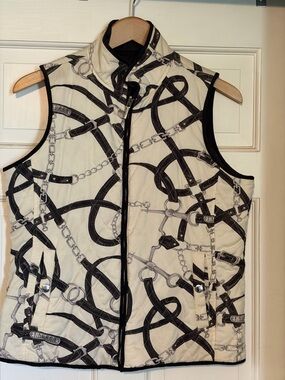 Lauren Ralph Lauren Black & Cream Reversable Quilted Vest